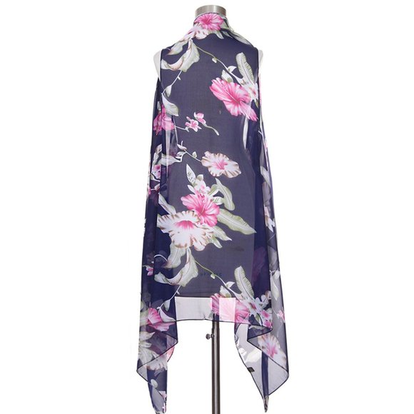 Code22 Big Flower Pattern Beach Vacation Cover Up - Picture 3 of 4